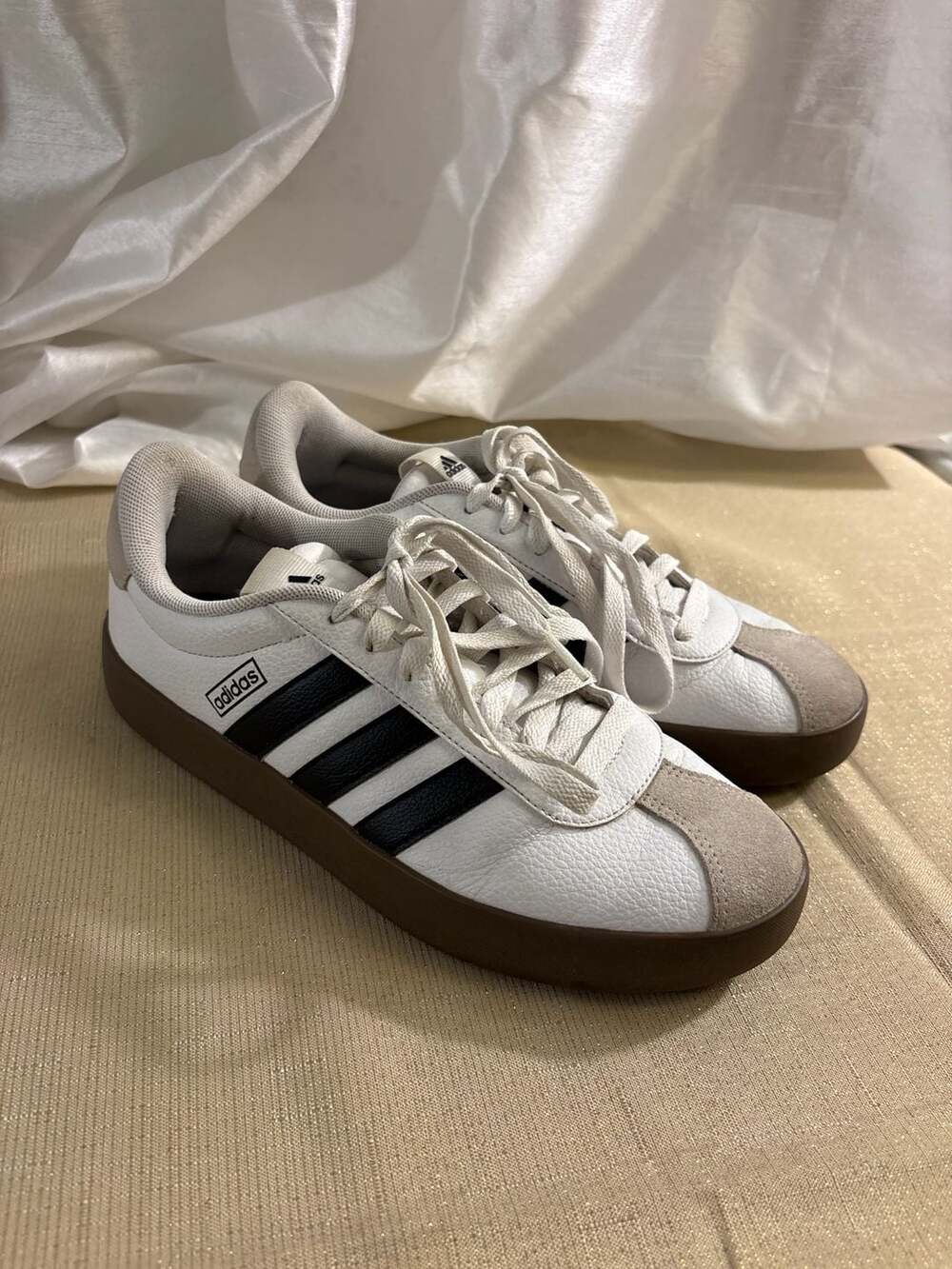 Adidas VL Court 3.0 Size 7.5 White Black Gum Sneakers